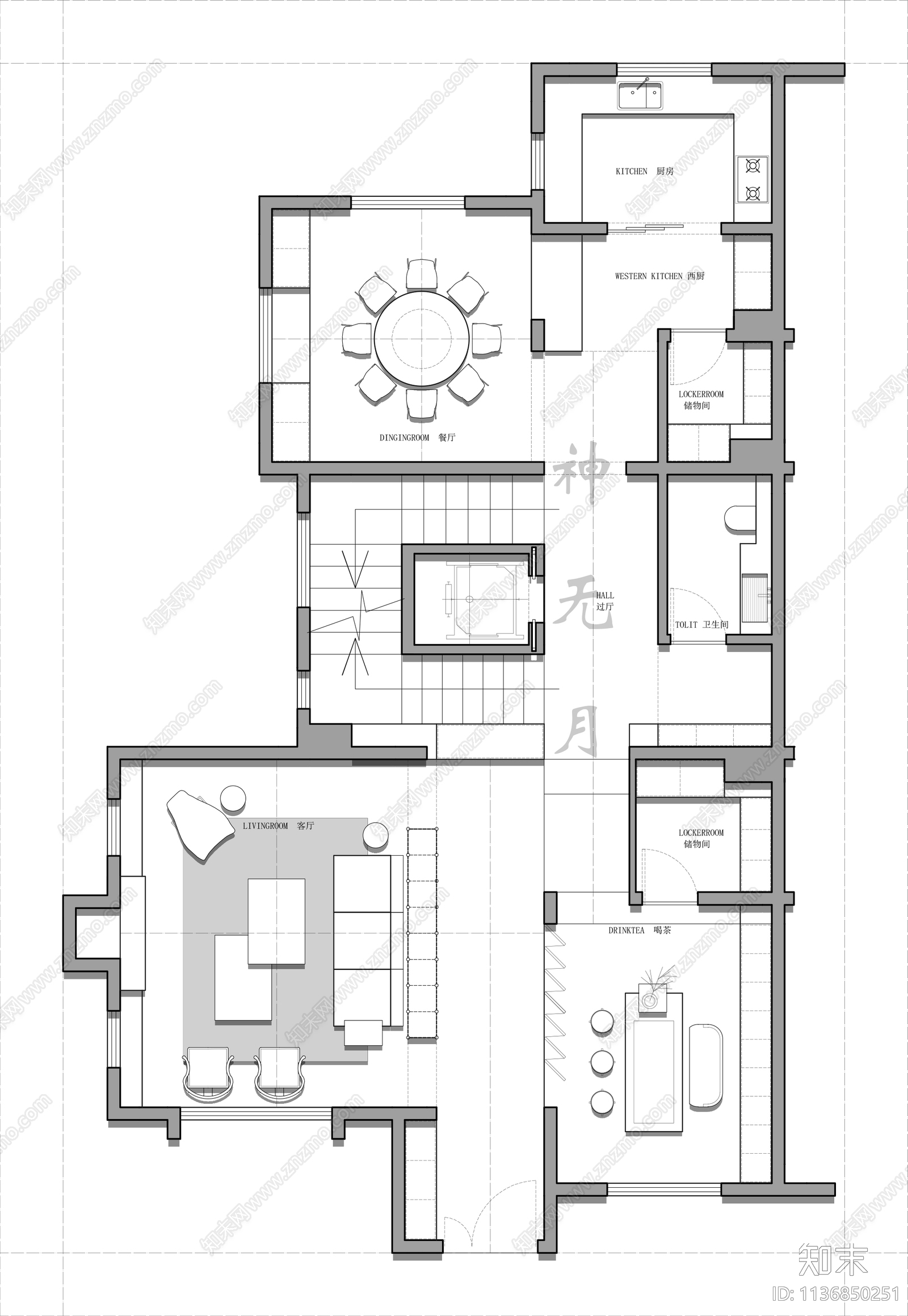 350㎡三层联排别墅平面图cad施工图下载【ID:1136850251】