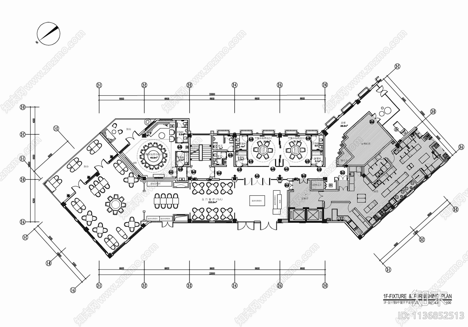 全日餐厅及中餐包房cad施工图下载【ID:1136852513】