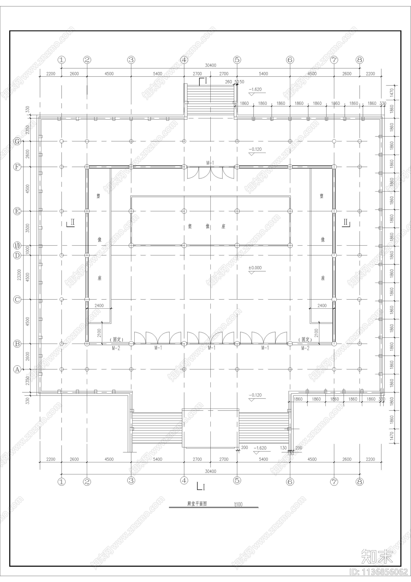 古宫殿建筑cad施工图下载【ID:1136856062】