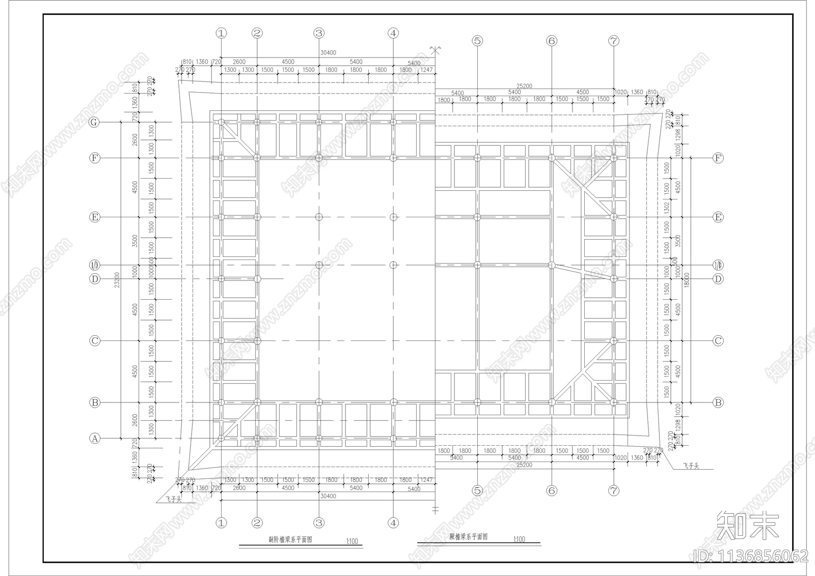 古宫殿建筑cad施工图下载【ID:1136856062】