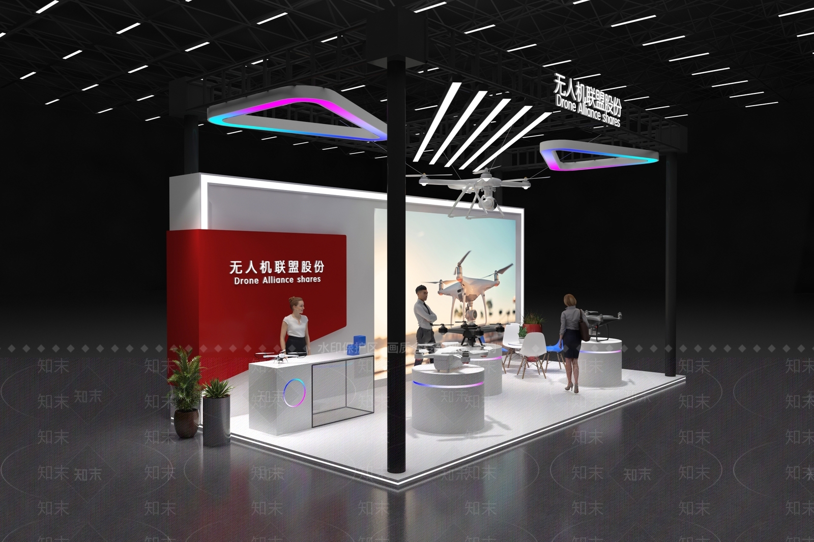 现代无人机展厅3D模型下载【ID:1136861441】