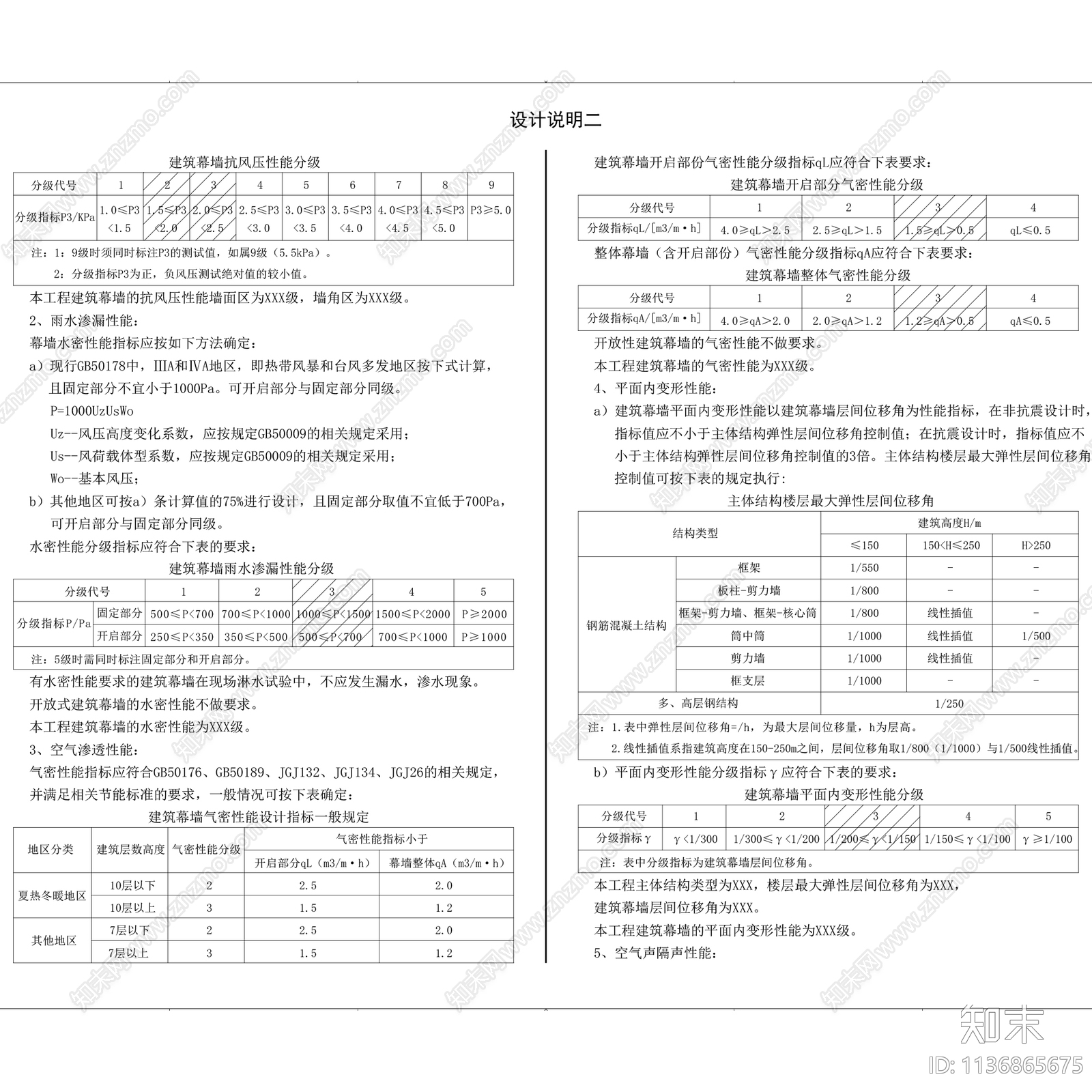 建筑幕墙工程符号填充设计说明施工图下载【ID:1136865675】