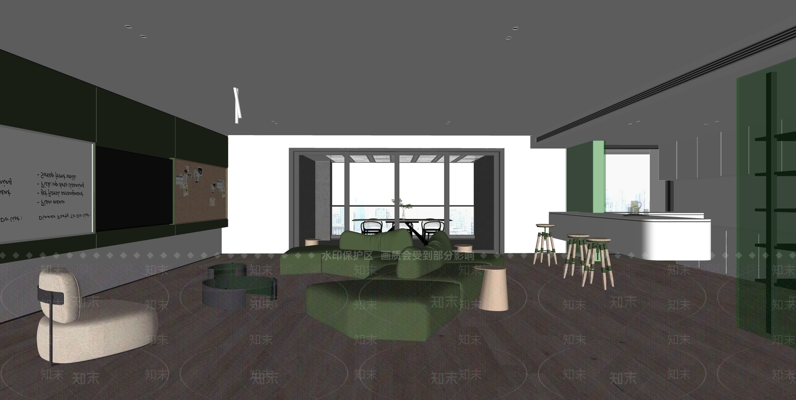 现代办公室休息区SU模型下载【ID:1136865823】