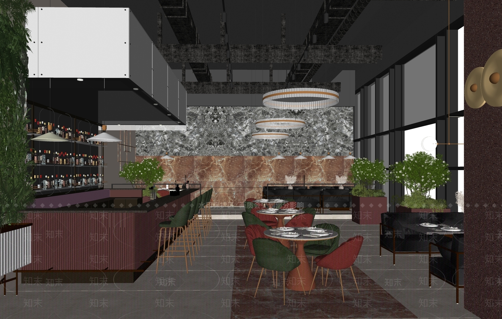 现代西餐厅SU模型下载【ID:1136866066】