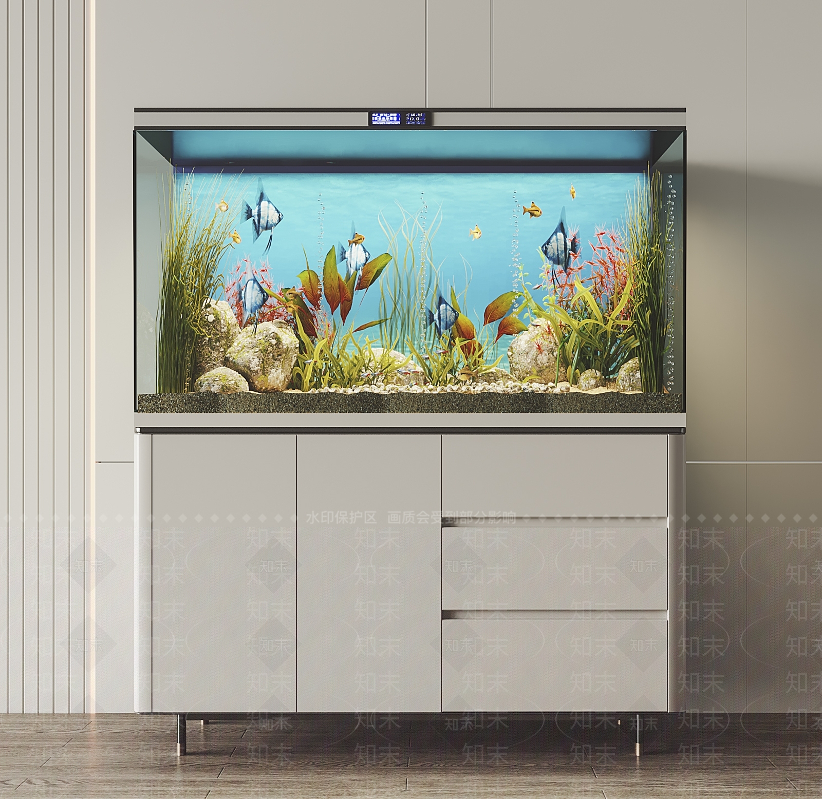 现代鱼缸水族3D模型下载【ID:1136869019】