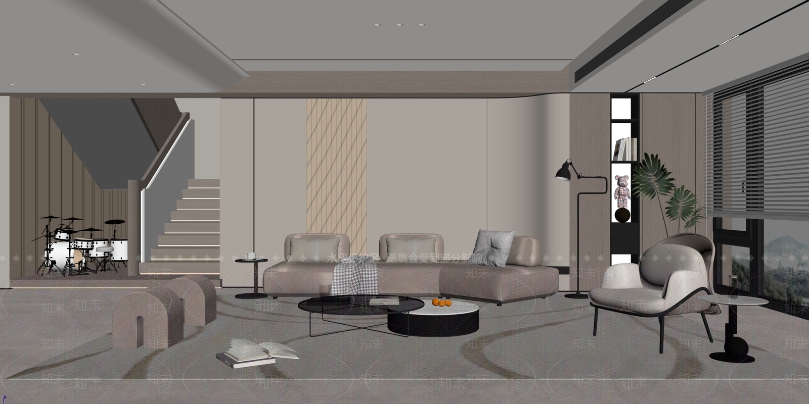现代别墅客厅SU模型下载【ID:1136871797】