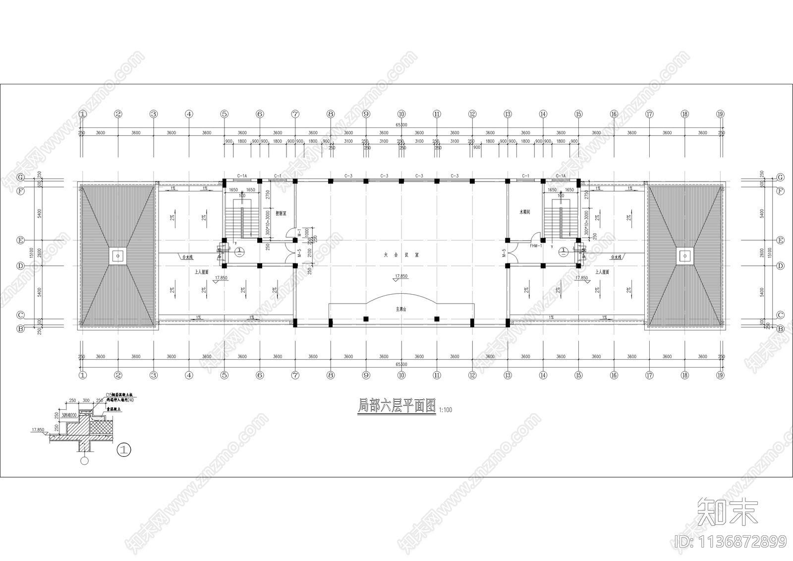 检察院办公楼建筑cad施工图下载【ID:1136872899】