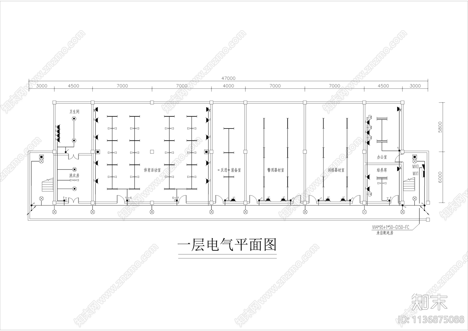 武警支队新建营房电气cad施工图下载【ID:1136875088】