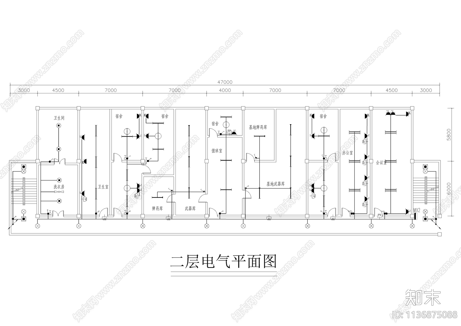 武警支队新建营房电气cad施工图下载【ID:1136875088】