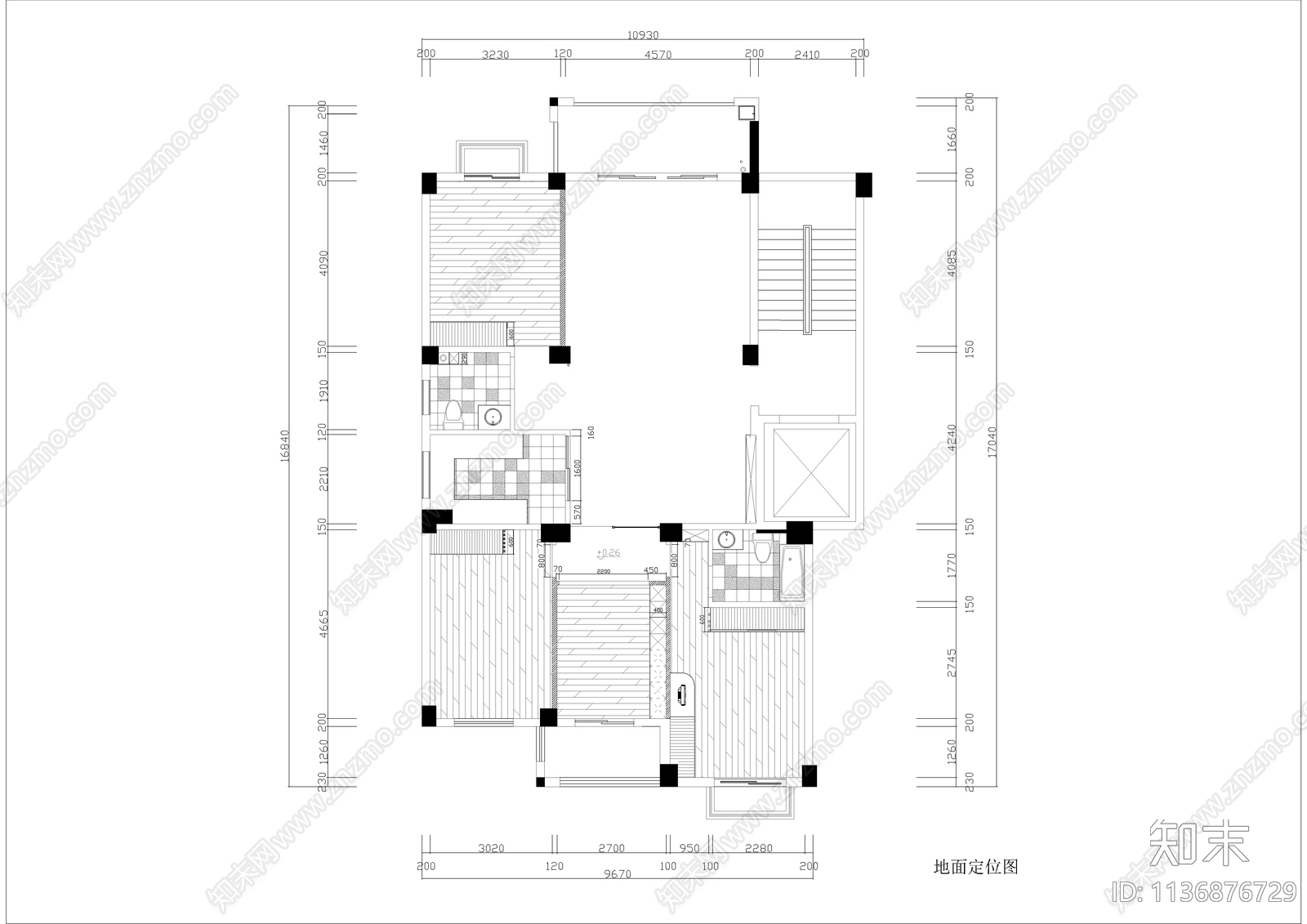 四室两厅两卫大平层装修cad施工图下载【ID:1136876729】