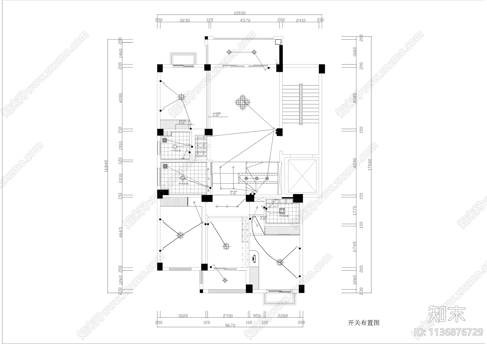 四室两厅两卫大平层装修cad施工图下载【ID:1136876729】