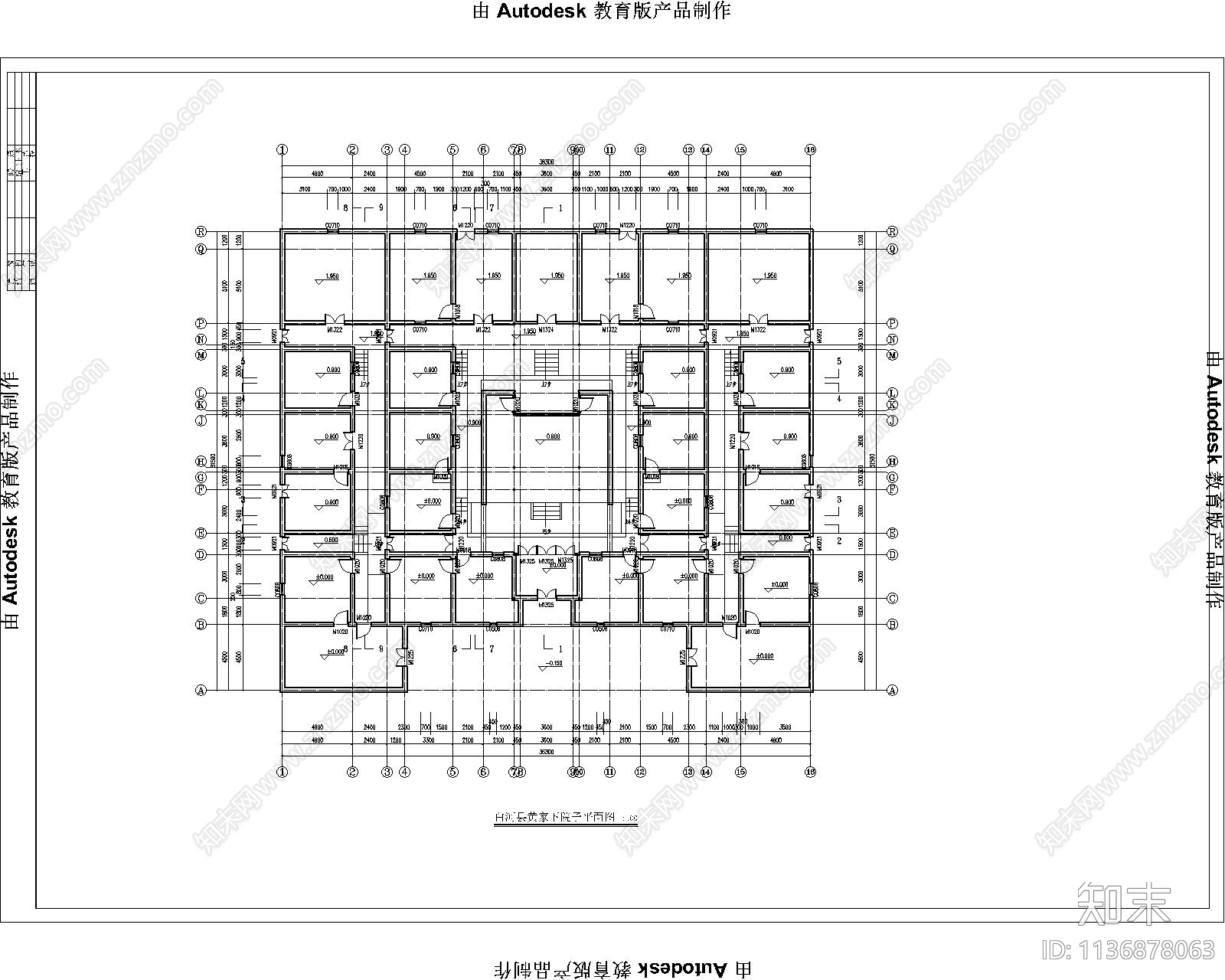 四合院建筑cad施工图下载【ID:1136878063】