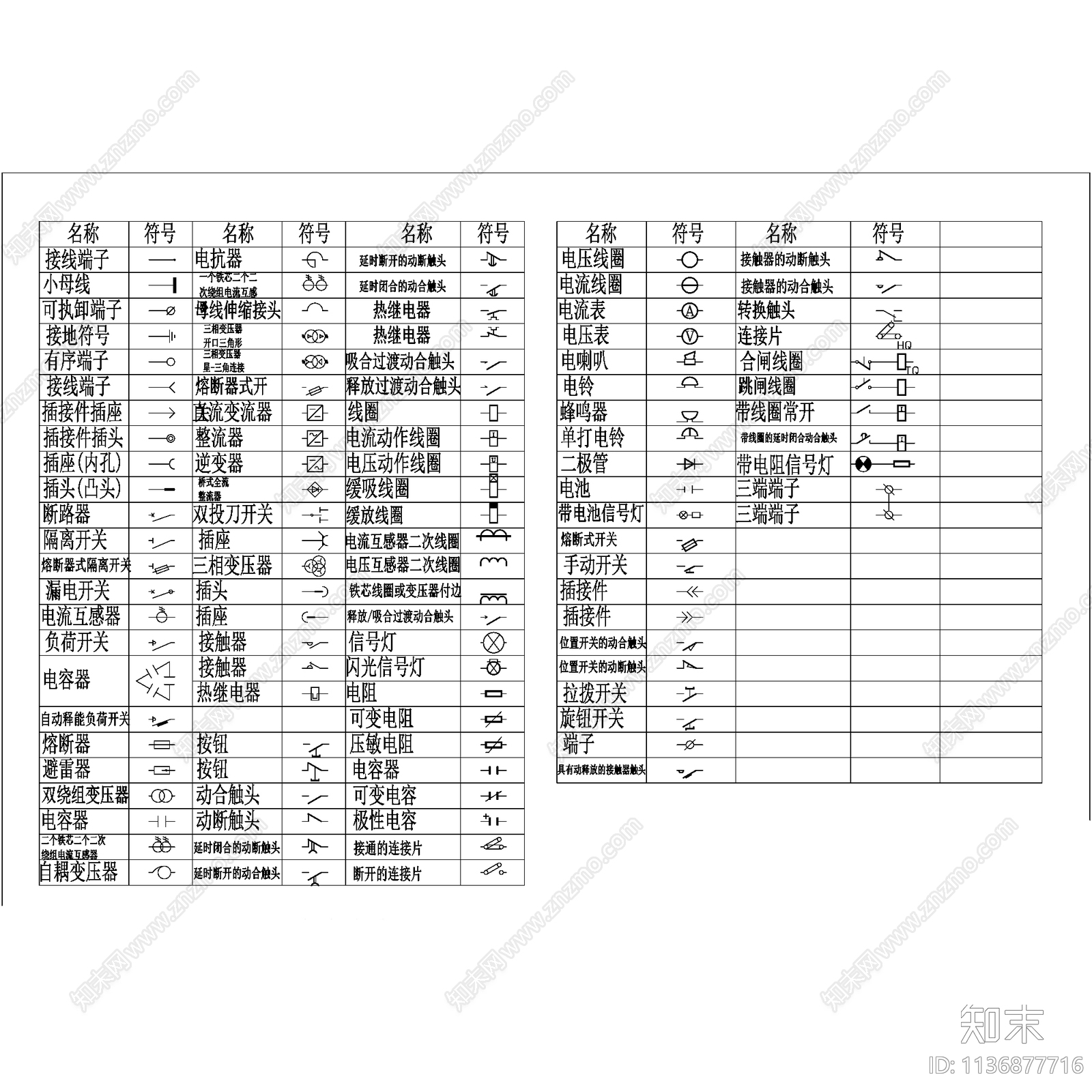 电气符号图例标准制图规范cad施工图下载【ID:1136877716】