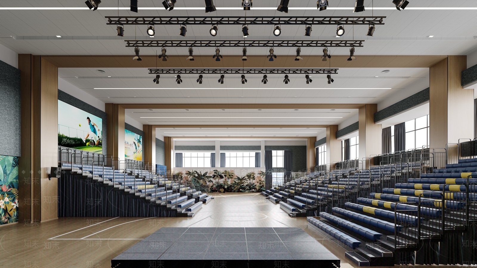 现代篮球馆3D模型下载【ID:1136880135】