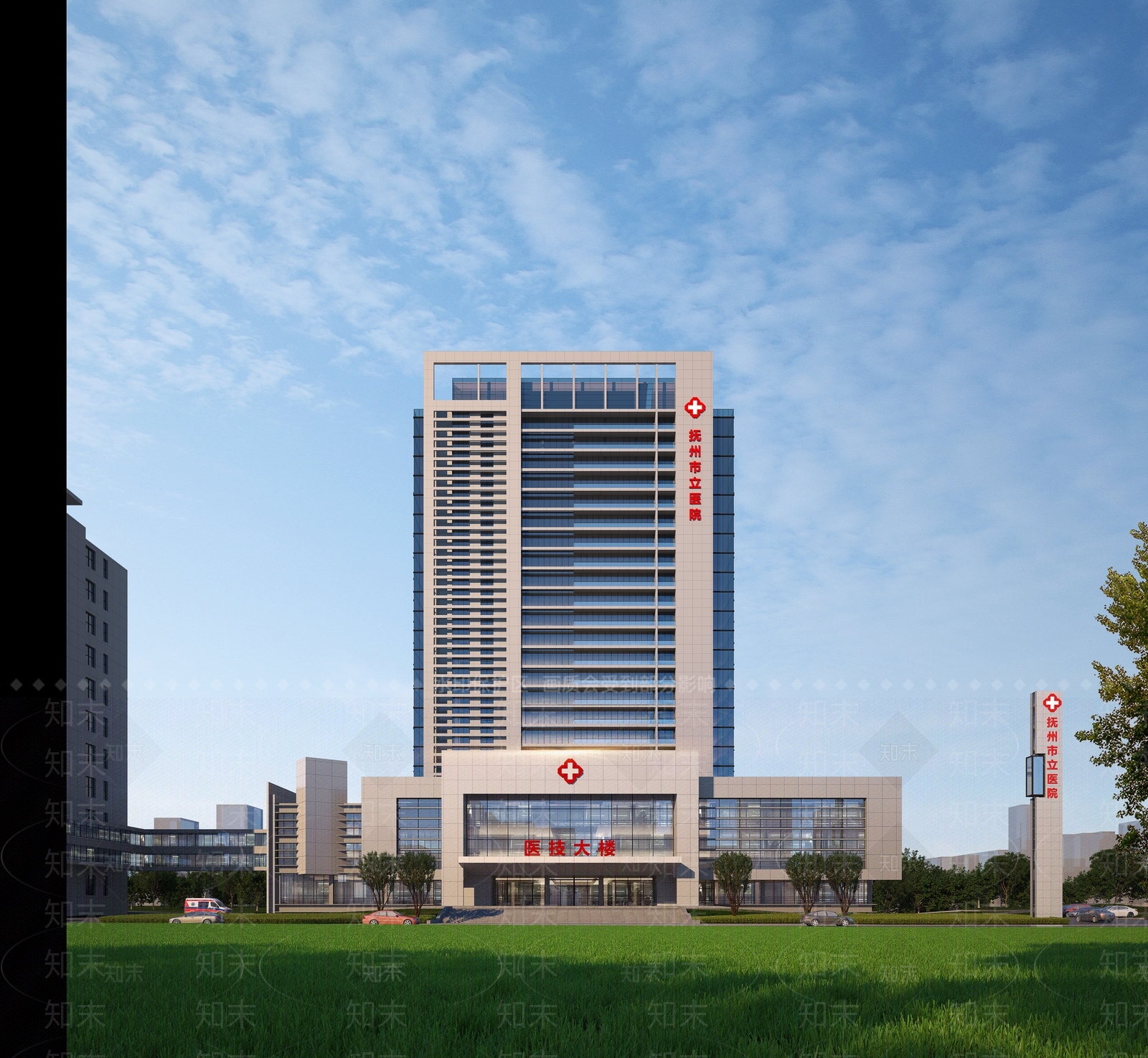 现代高层医院办公楼3D模型下载【ID:1136882756】