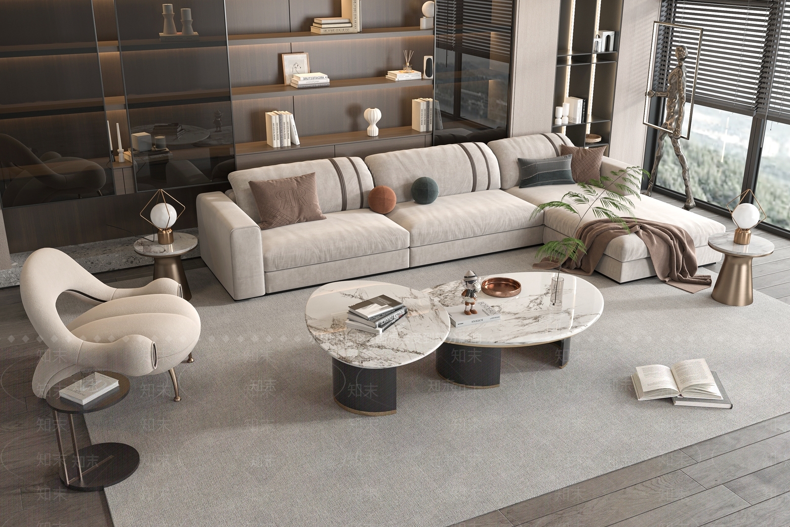 现代沙发茶几组合3D模型下载【ID:1136884284】_知末3d模型网