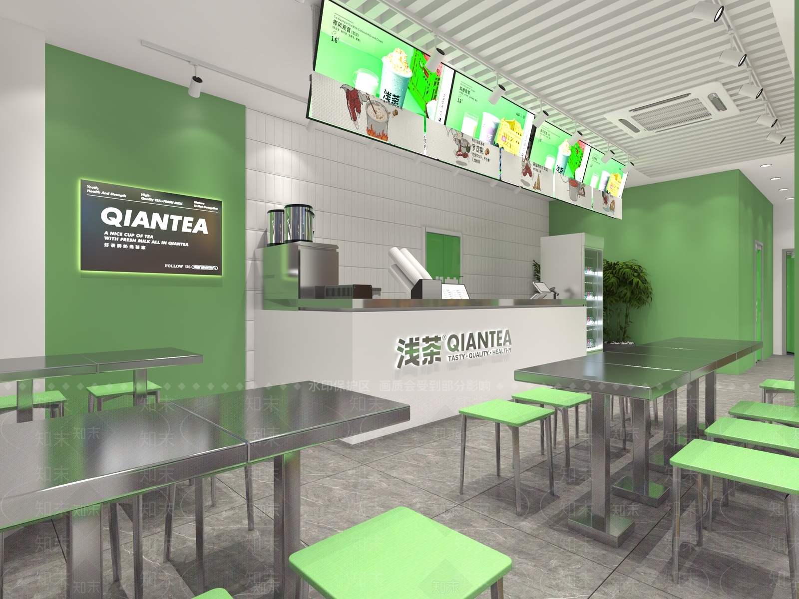 现代奶茶店3D模型下载【ID:1136889005】