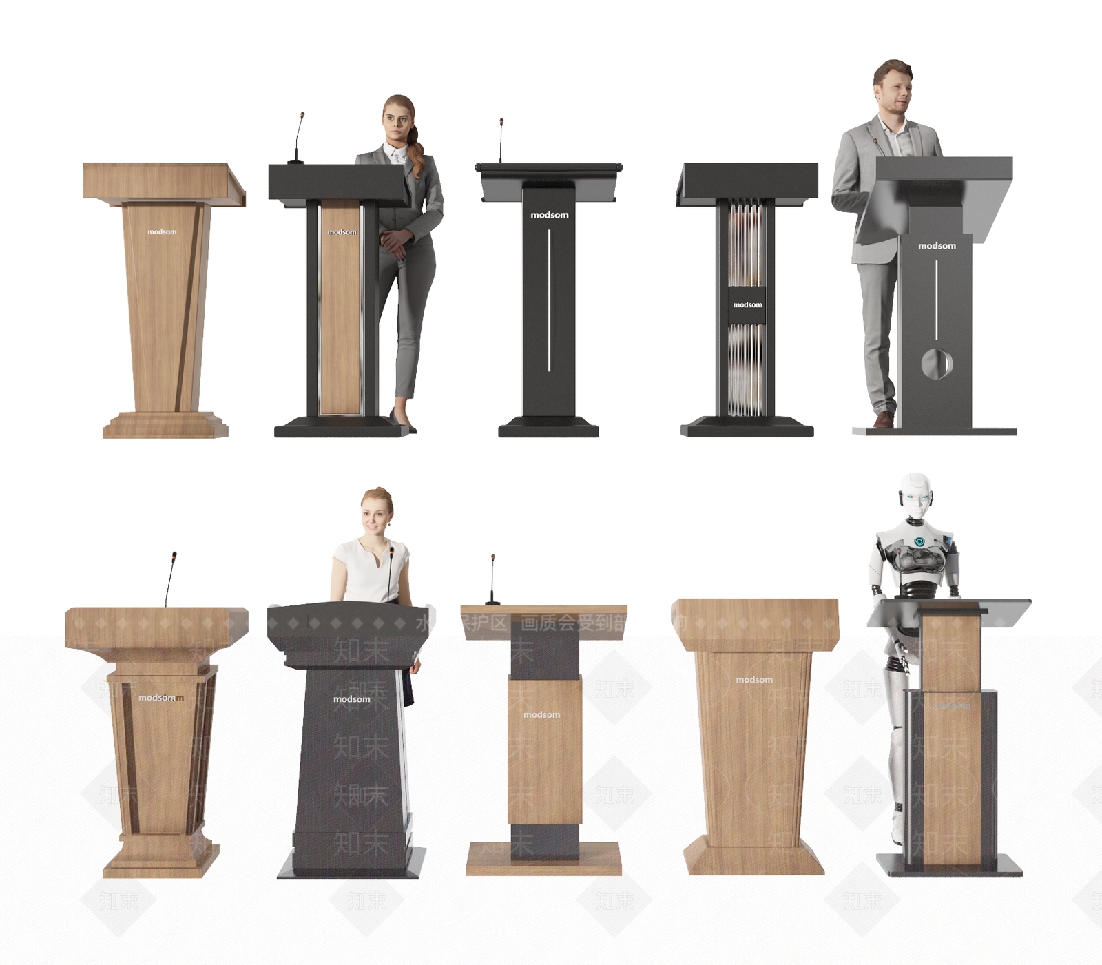 现代演讲台SU模型下载【ID:1136889947】