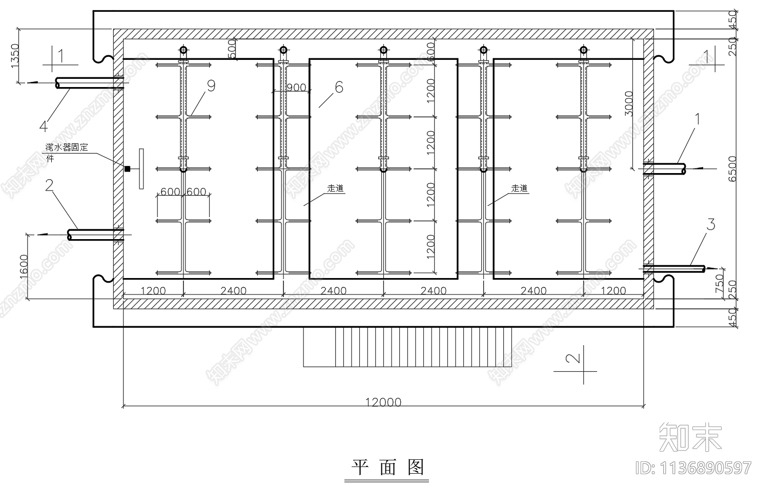 SBR池三视图cad施工图下载【ID:1136890597】