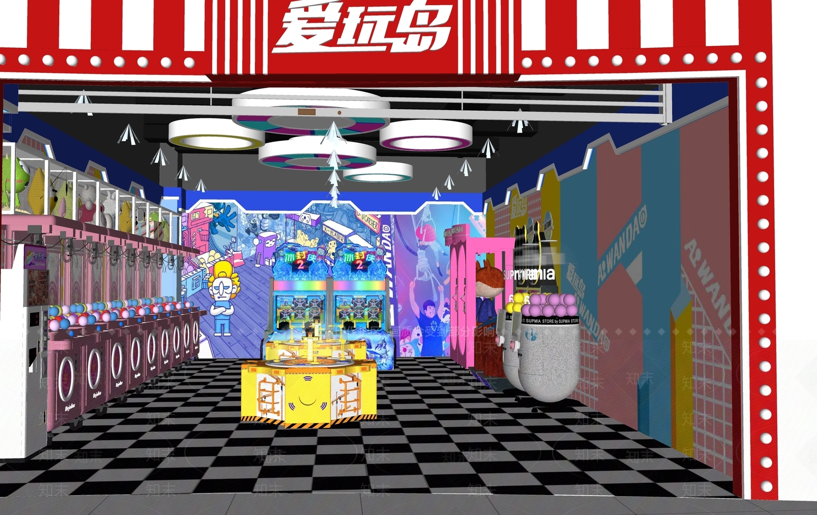 现代电玩玩具店娃娃机SU模型下载【ID:1136892489】