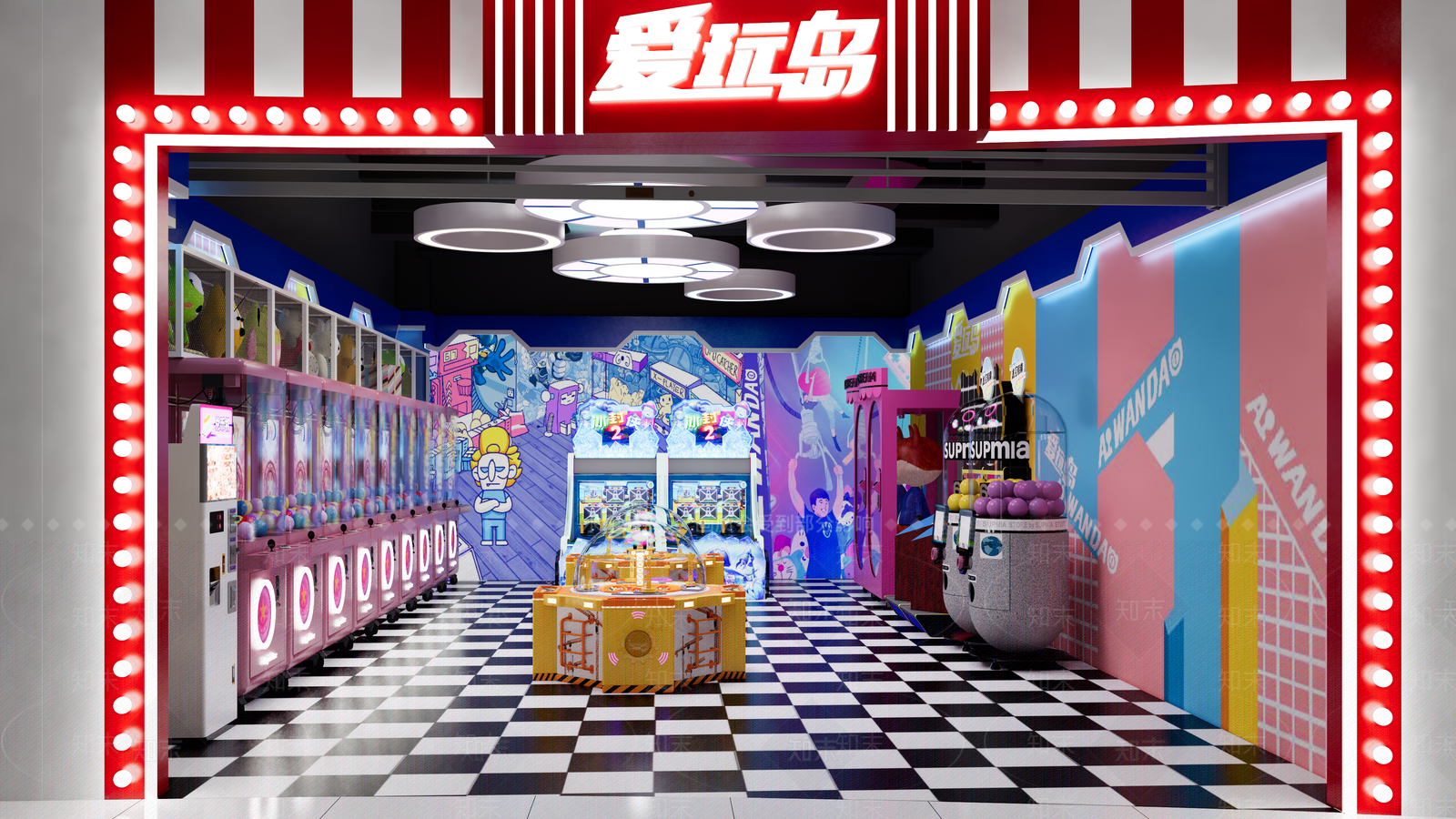 现代电玩玩具店娃娃机SU模型下载【ID:1136892489】