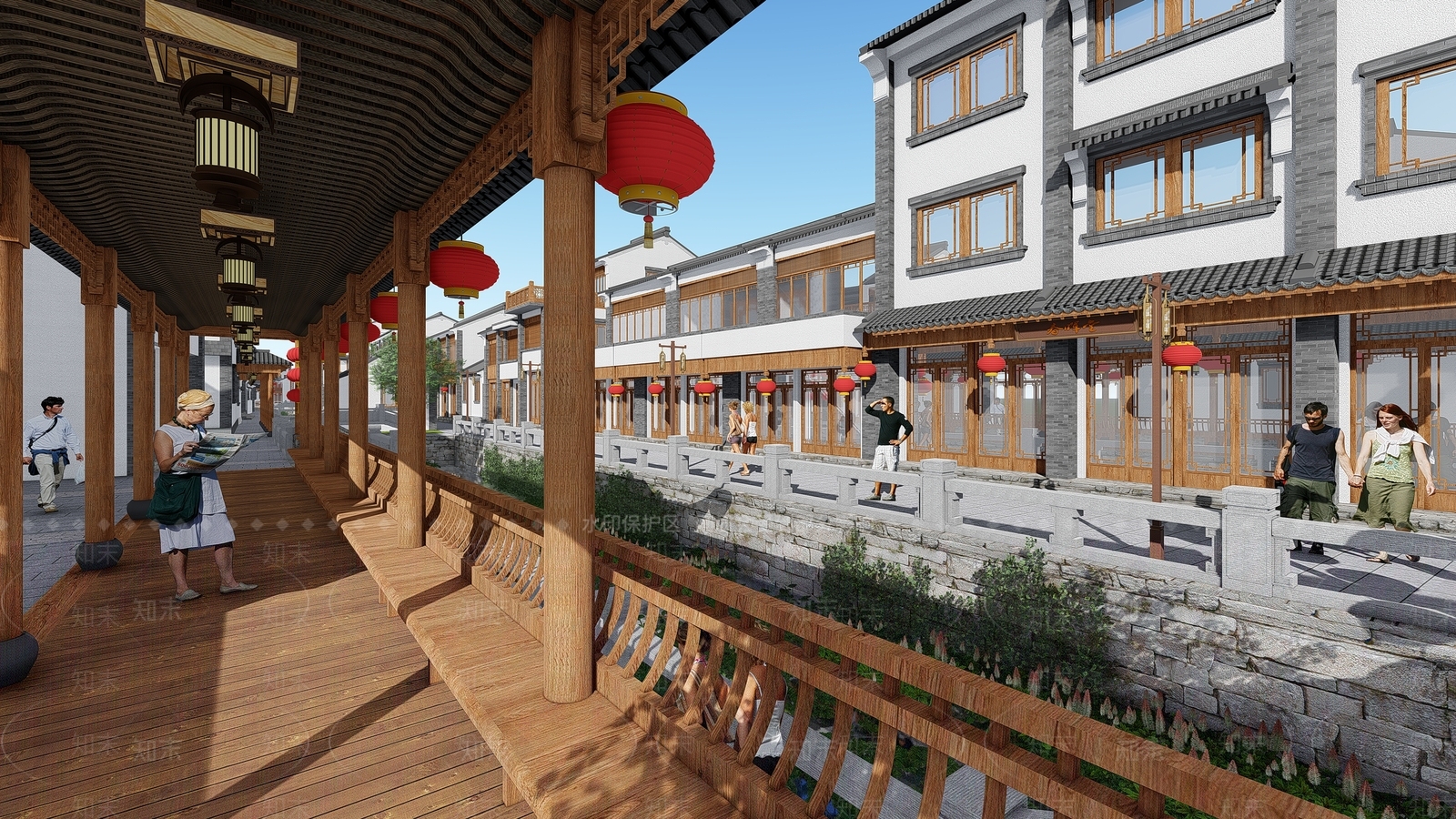 新中式商业街SU模型下载【ID:1136892790】