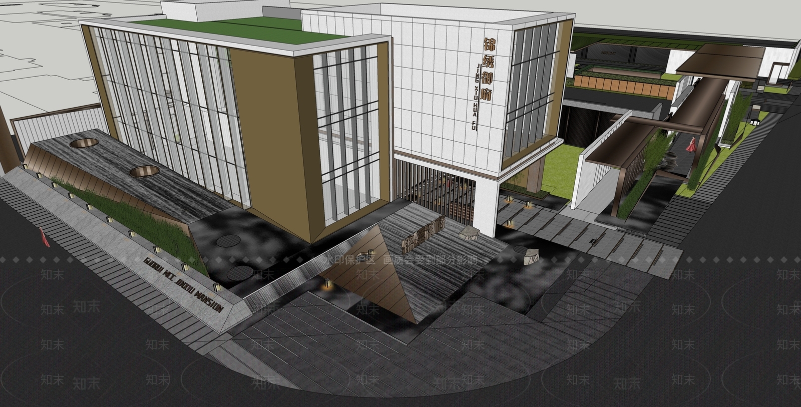现代售楼处建筑SU模型下载【ID:1136892843】_知末su模型网