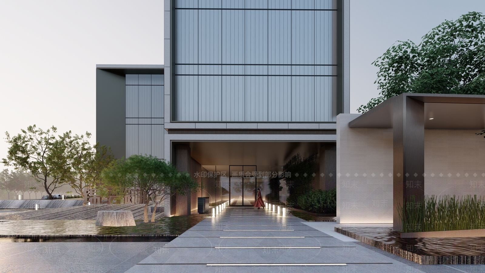 现代售楼处建筑SU模型下载【ID:1136892843】