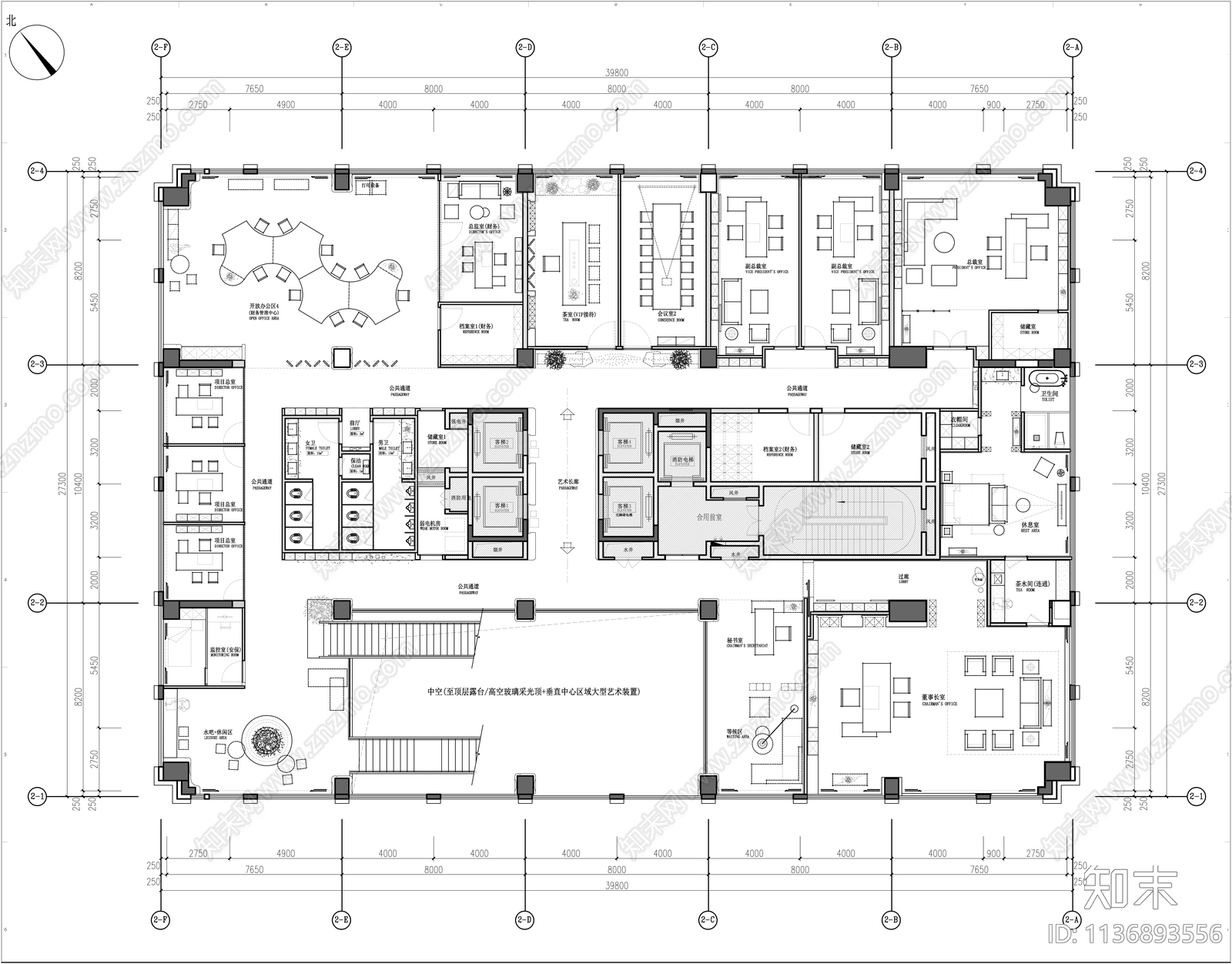 办公室平面图cad施工图下载【ID:1136893556】