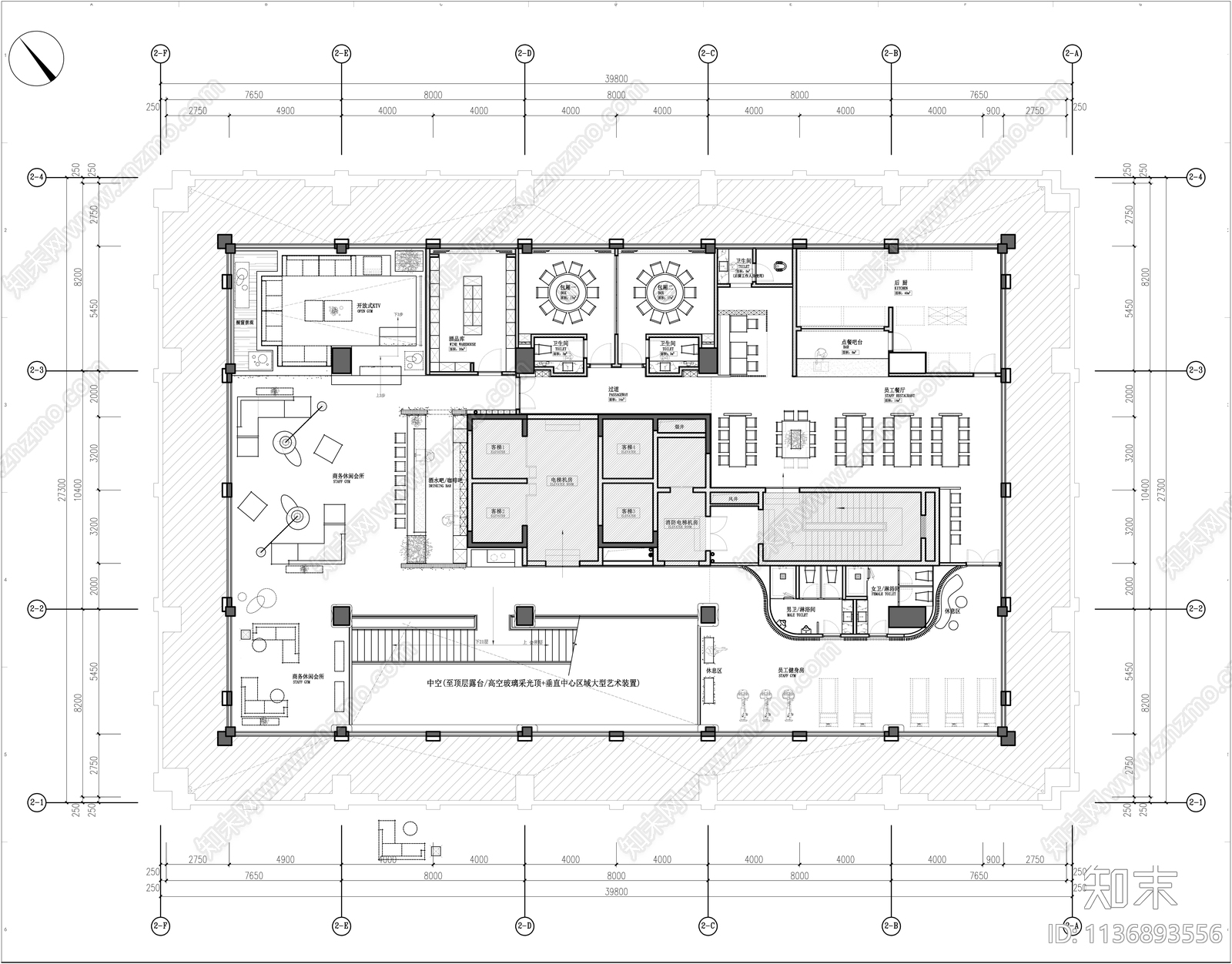办公室平面图cad施工图下载【ID:1136893556】