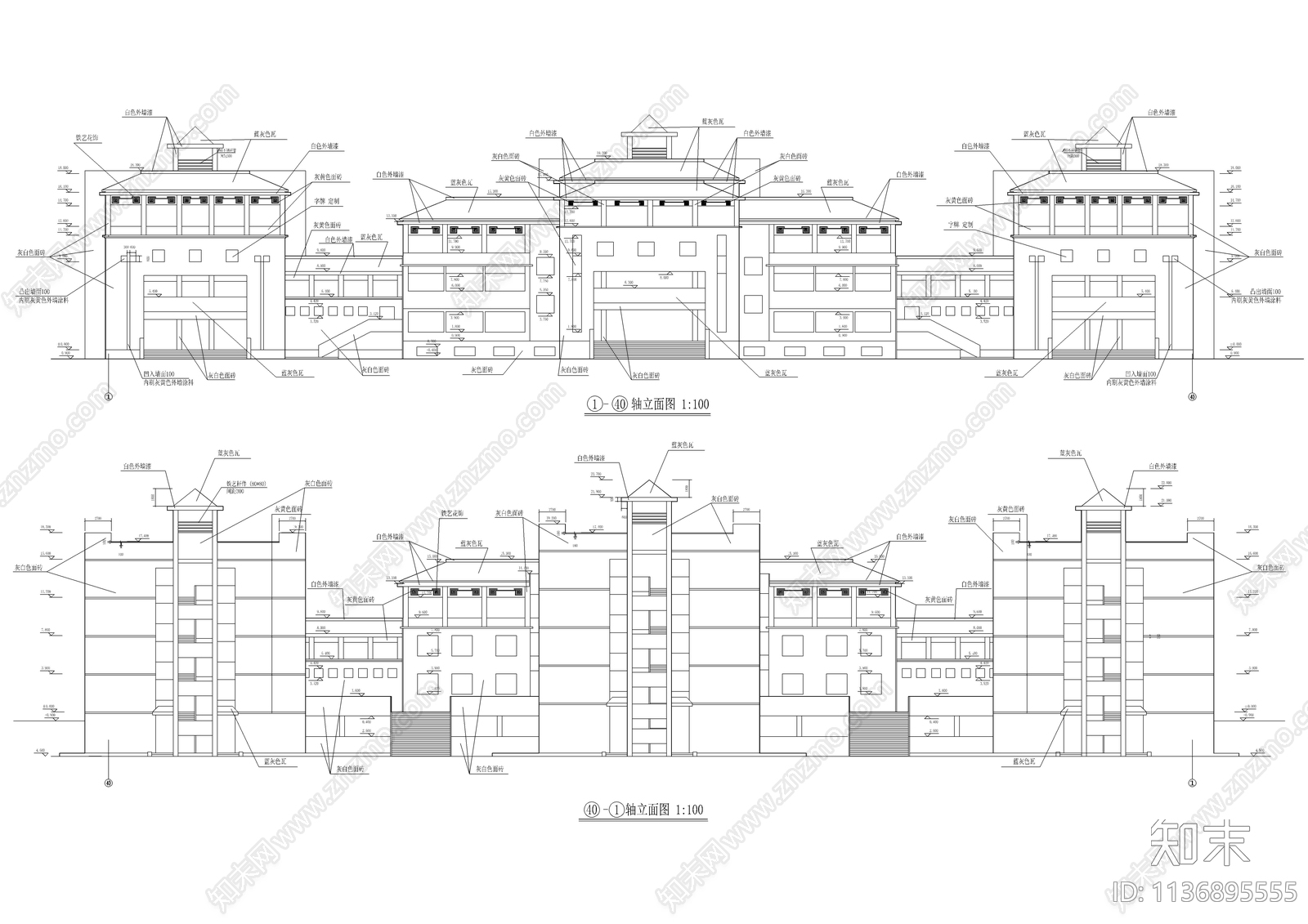 某教学楼建筑cad施工图下载【ID:1136895555】