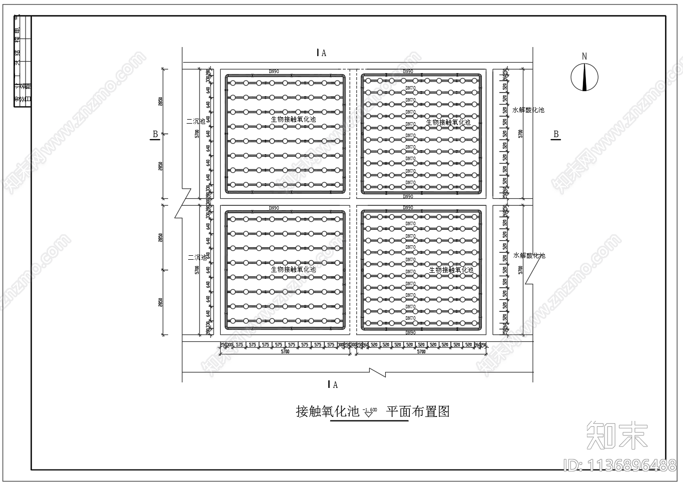 生物接触氧化池工艺cad施工图下载【ID:1136896488】