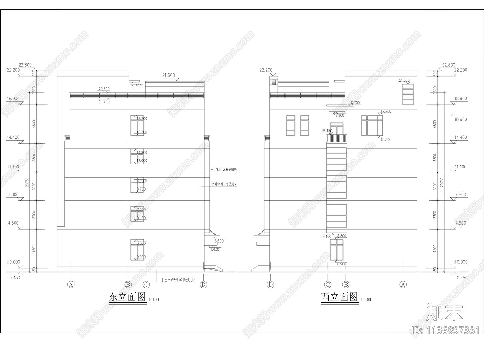 多层宿舍生活楼cad施工图下载【ID:1136897381】