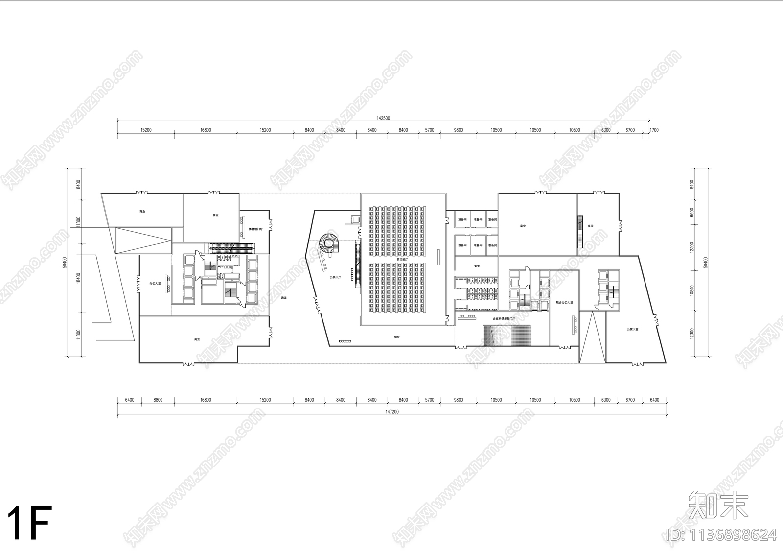 现代办公楼效果图cad施工图下载【ID:1136898624】