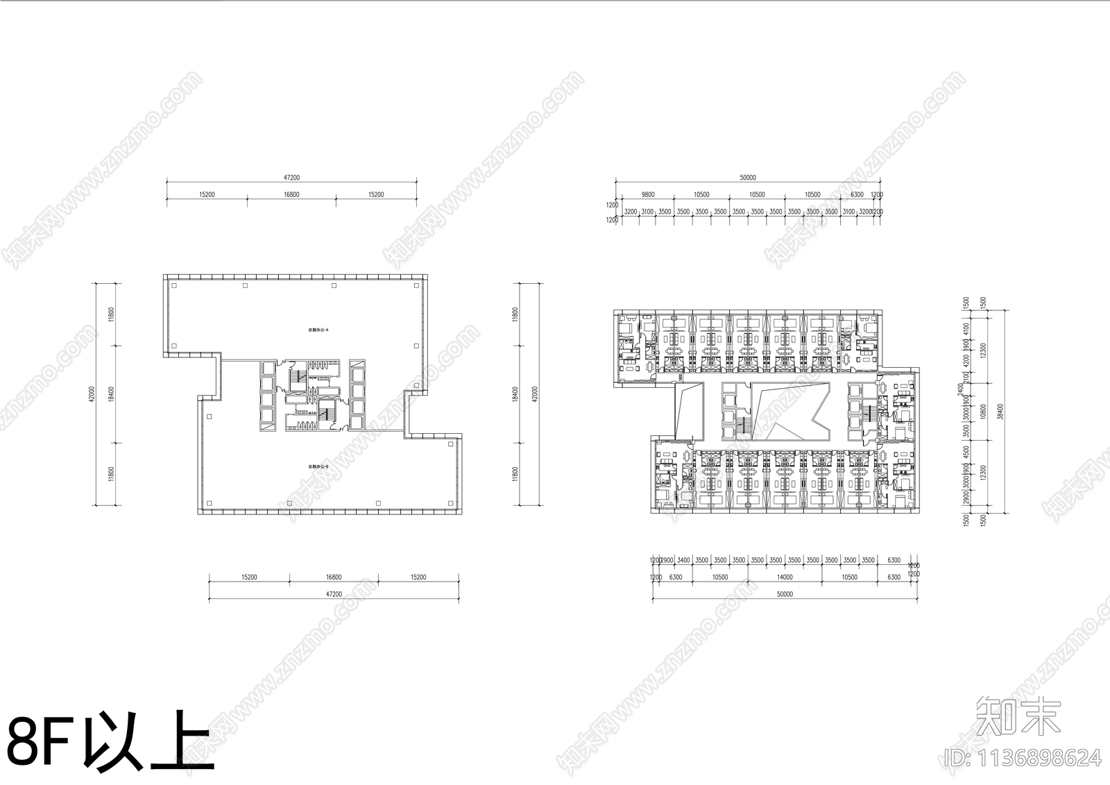 现代办公楼效果图cad施工图下载【ID:1136898624】