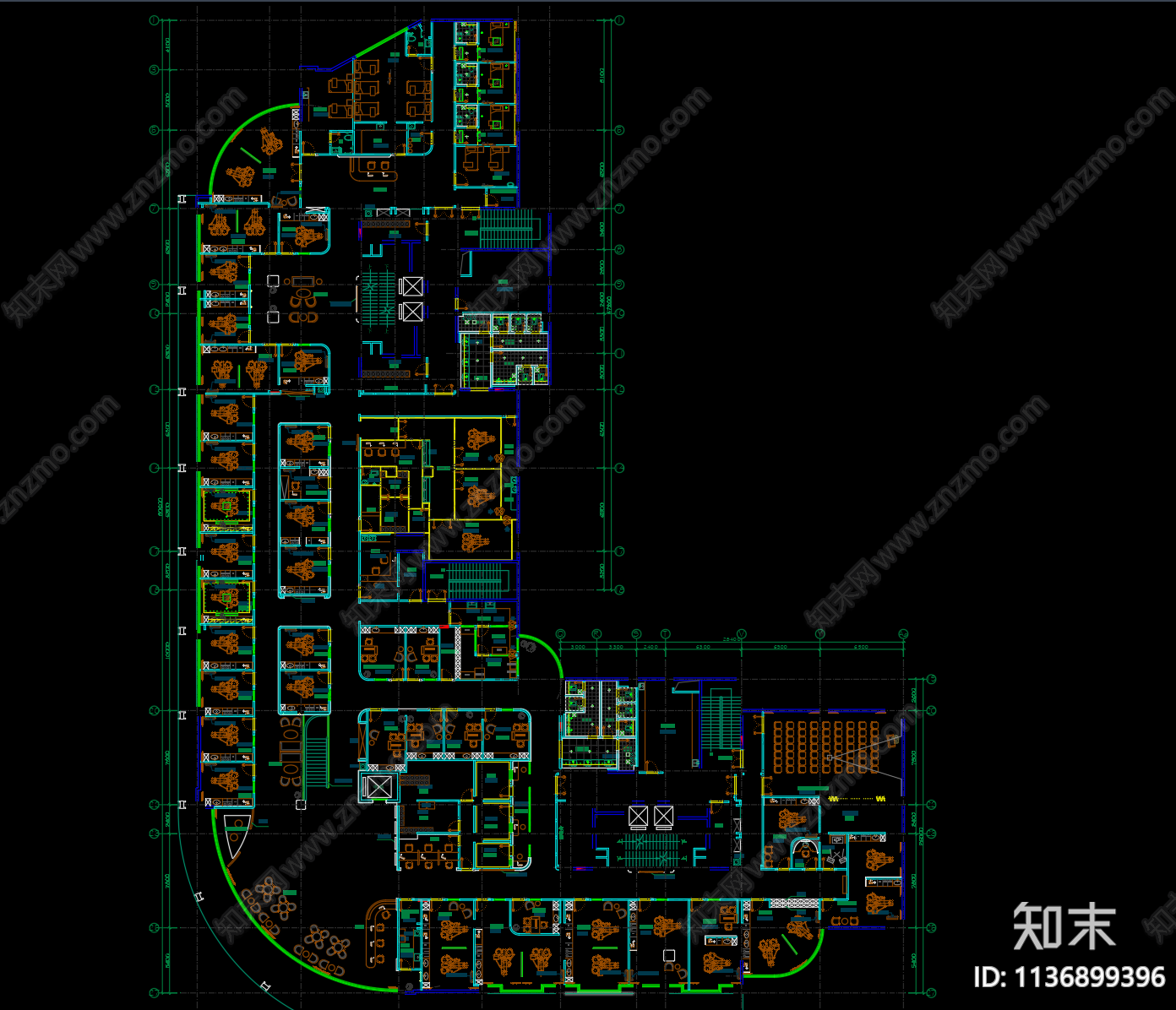 口腔医院牙科门诊平面图施工图下载【ID:1136899396】