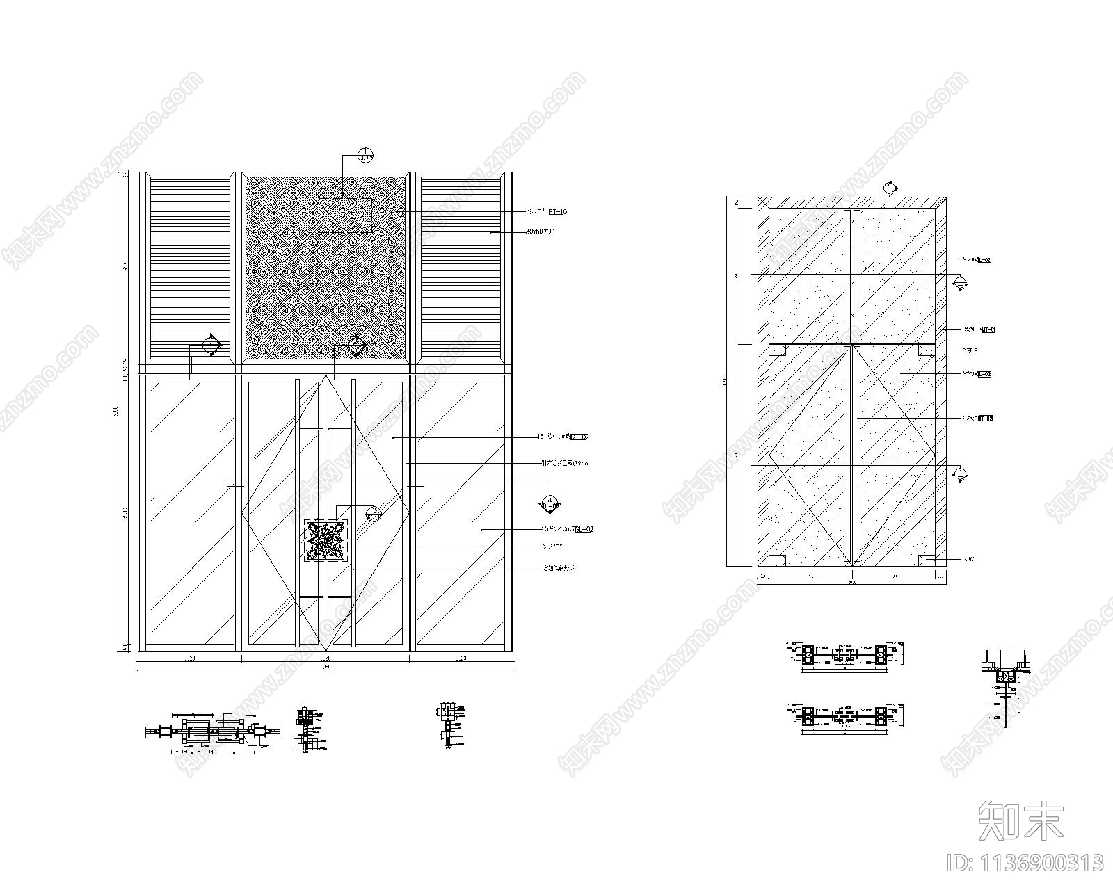 玻璃平开门节点施工图下载【ID:1136900313】