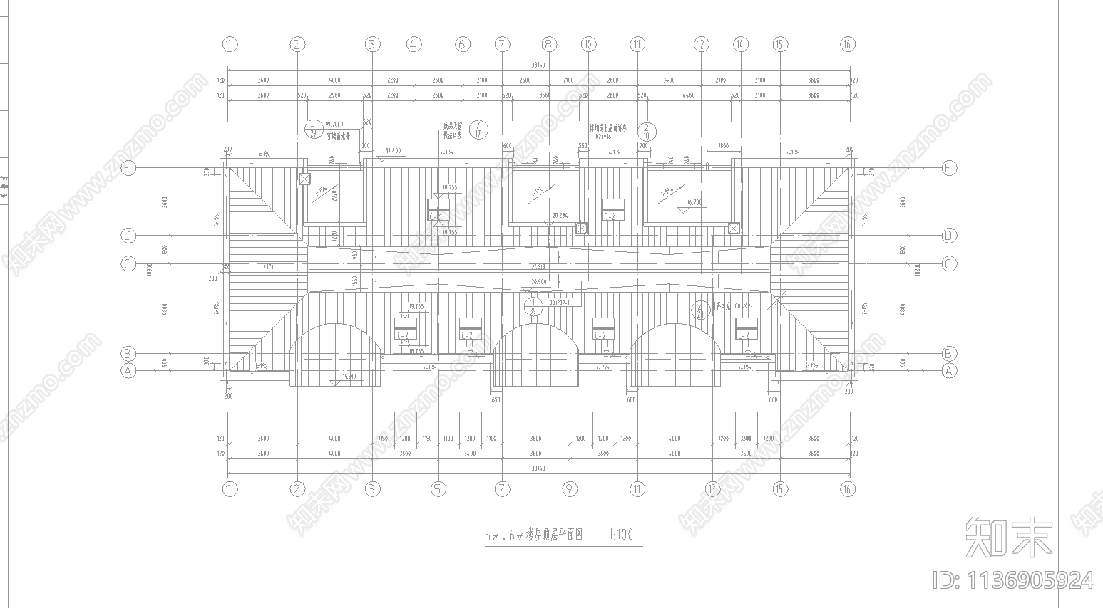 六层住宅建筑cad施工图下载【ID:1136905924】