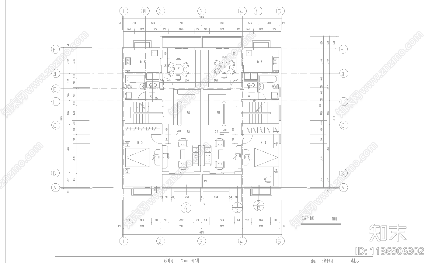 某5层私宅建筑cad施工图下载【ID:1136906302】