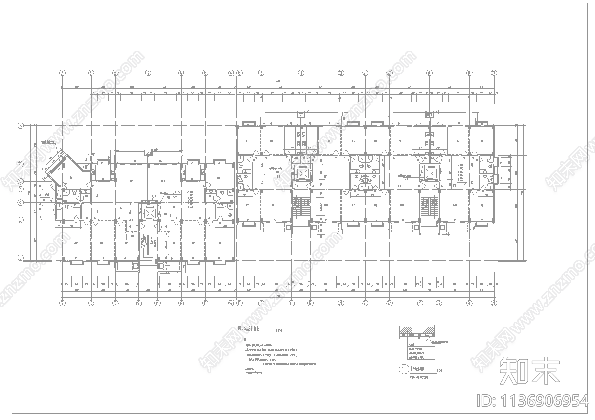 某高层住宅楼全套cad施工图下载【ID:1136906954】