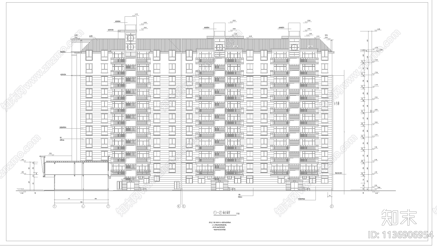 某高层住宅楼全套cad施工图下载【ID:1136906954】