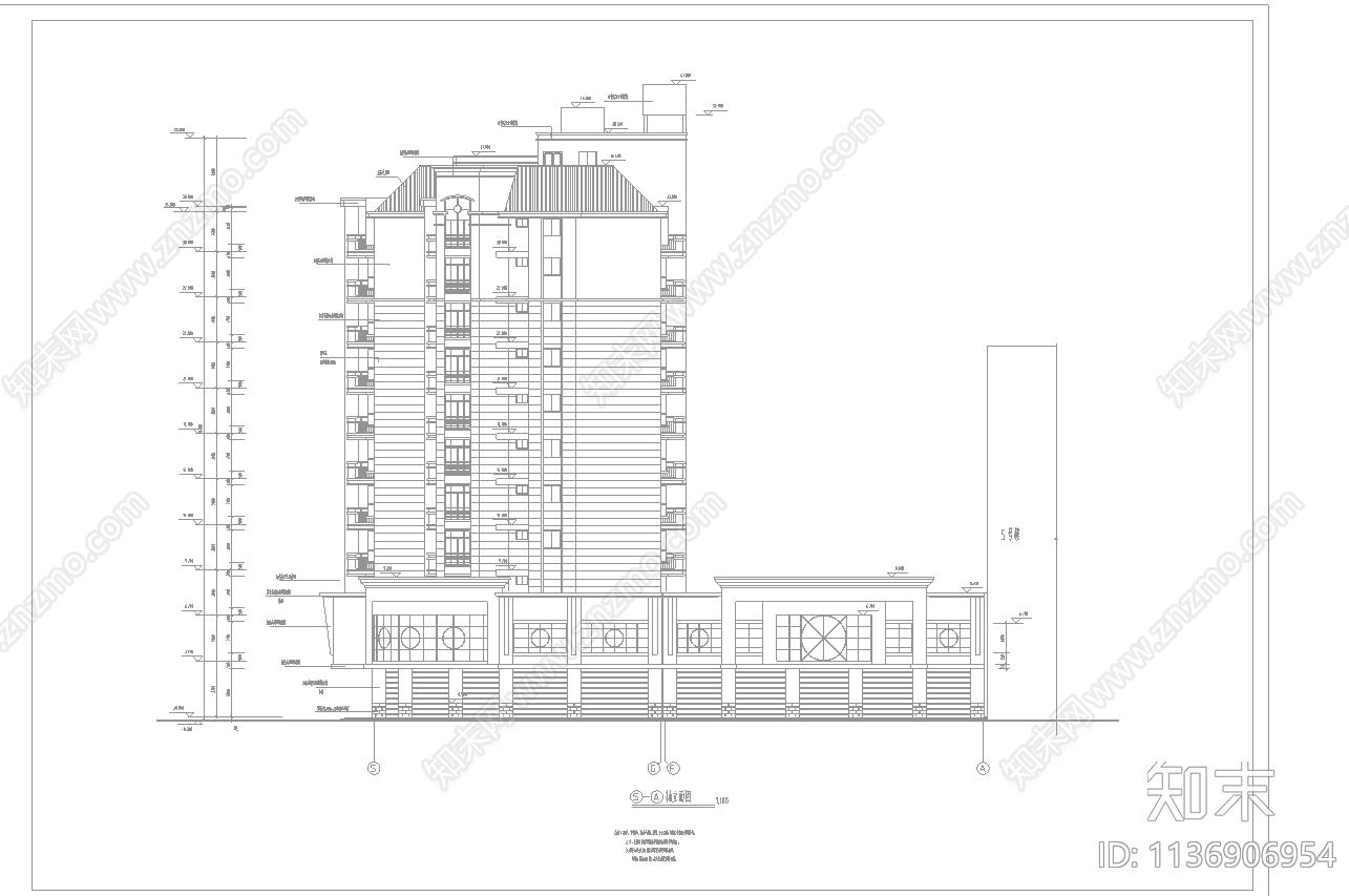 某高层住宅楼全套cad施工图下载【ID:1136906954】