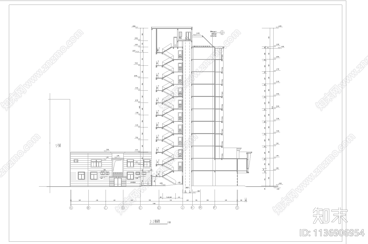 某高层住宅楼全套cad施工图下载【ID:1136906954】