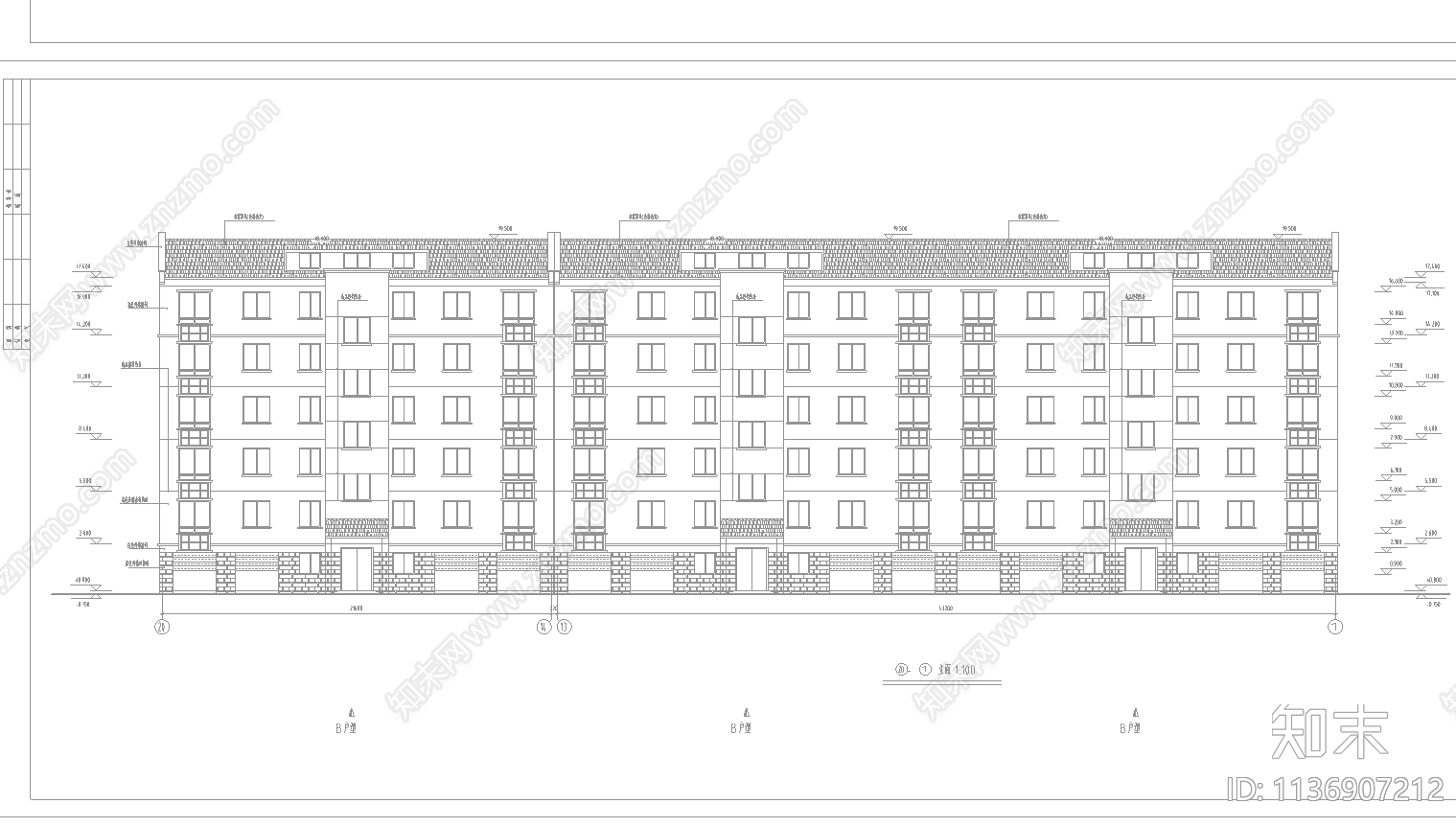 某小区住宅建筑cad施工图下载【ID:1136907212】