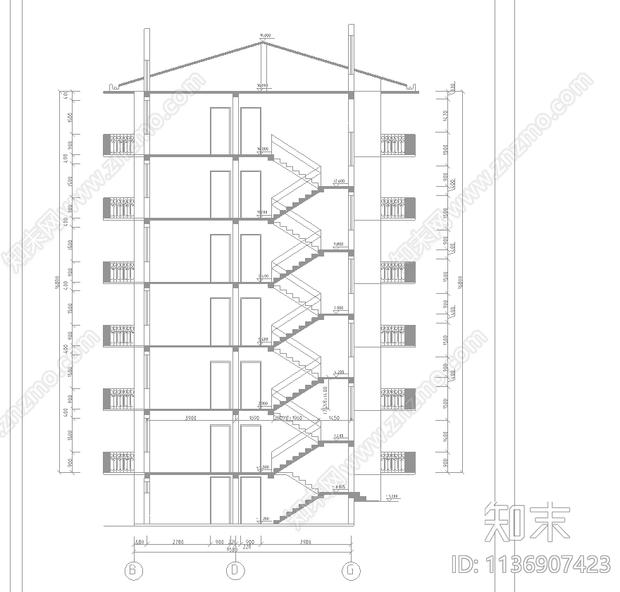 住宅建筑cad施工图下载【ID:1136907423】