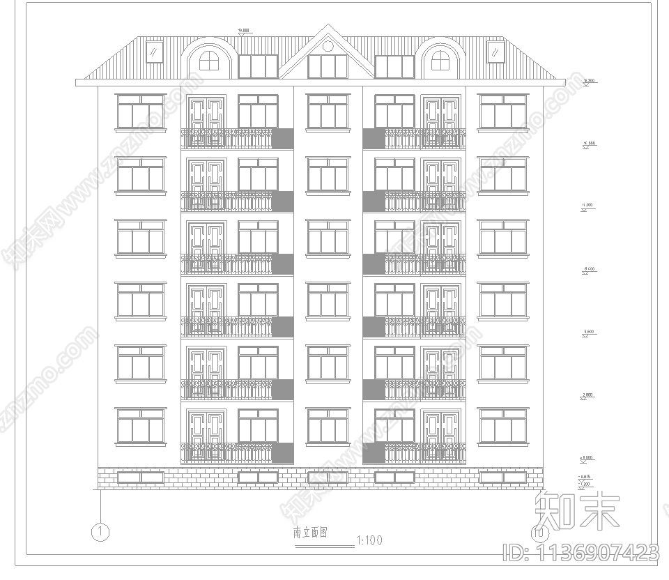 住宅建筑cad施工图下载【ID:1136907423】