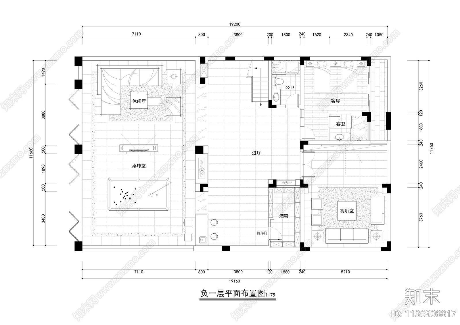 四层别墅装修cad施工图下载【ID:1136908817】