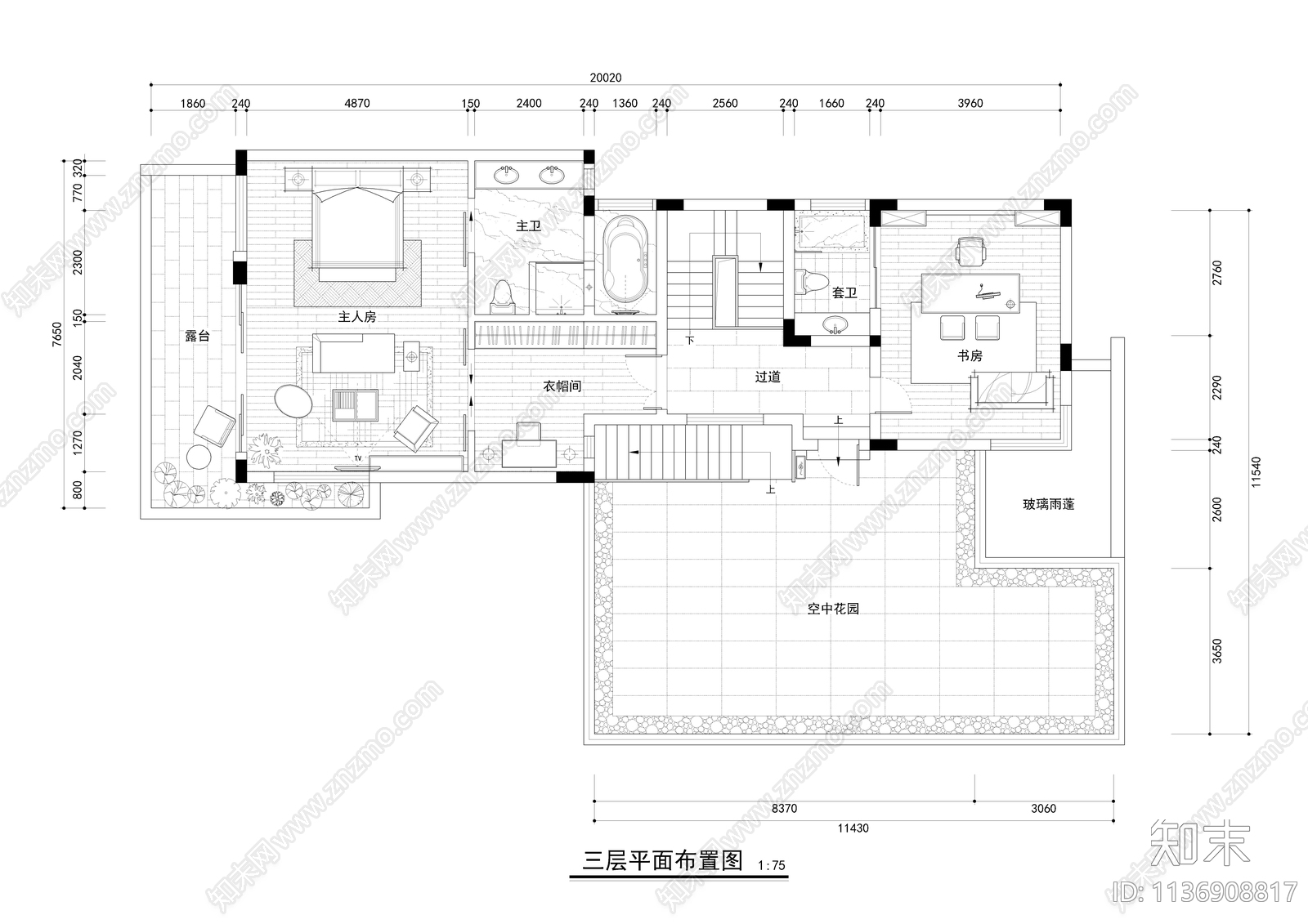 四层别墅装修cad施工图下载【ID:1136908817】