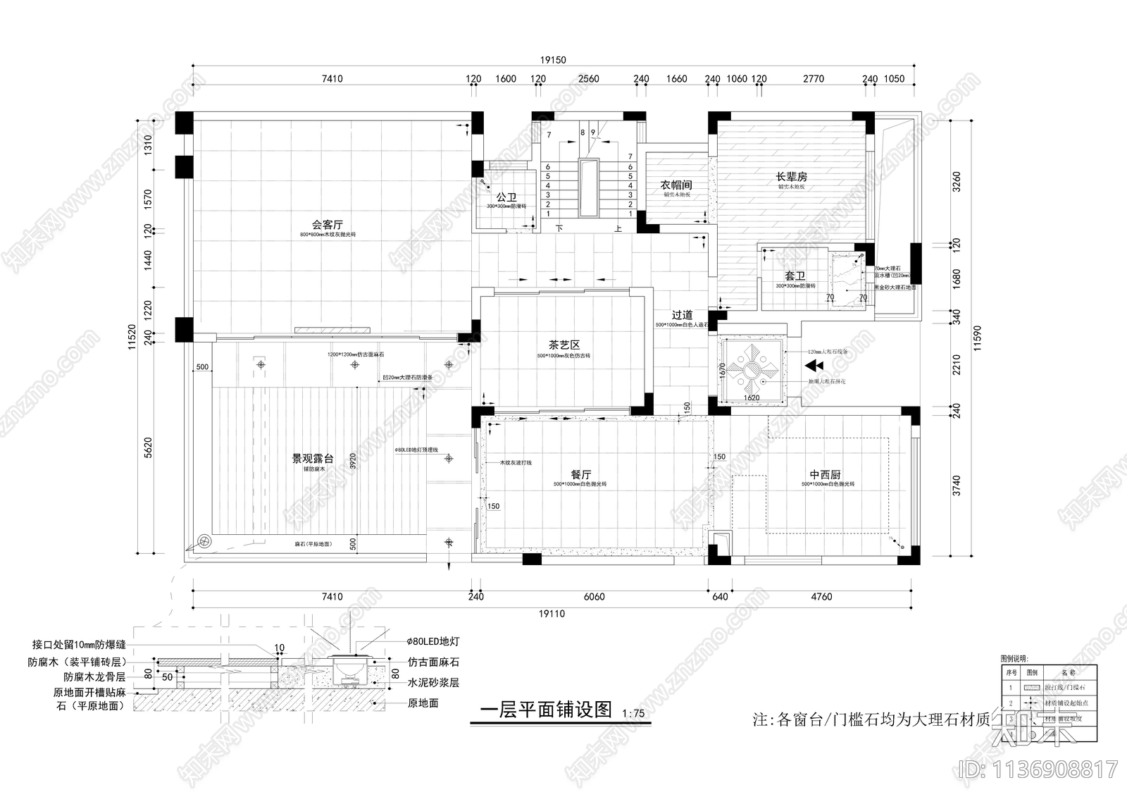 四层别墅装修cad施工图下载【ID:1136908817】