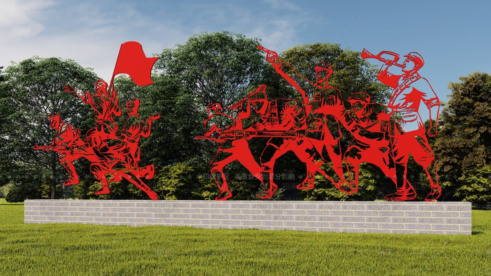 现代红军战士雕塑小品SU模型下载【ID:1136909964】